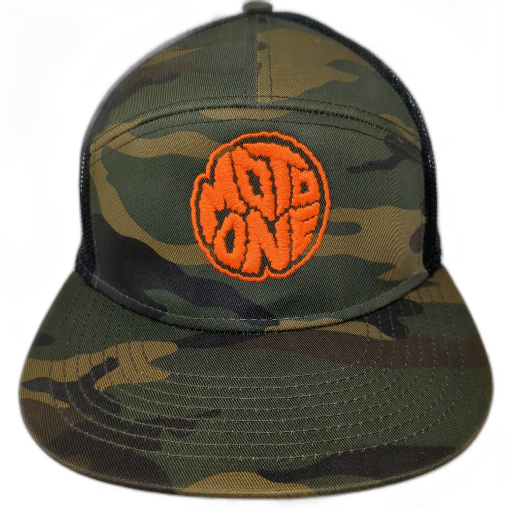 OTTO Trucker Hat Green Orange One Size Camo Mesh Snapback Moto Embroidered Logo